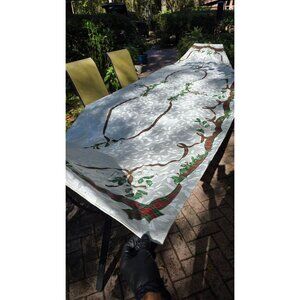 Lenox Holiday Nouveau 60 X 139" Large Tablecloth w/ 6 Napkins Christmas Holly Ri